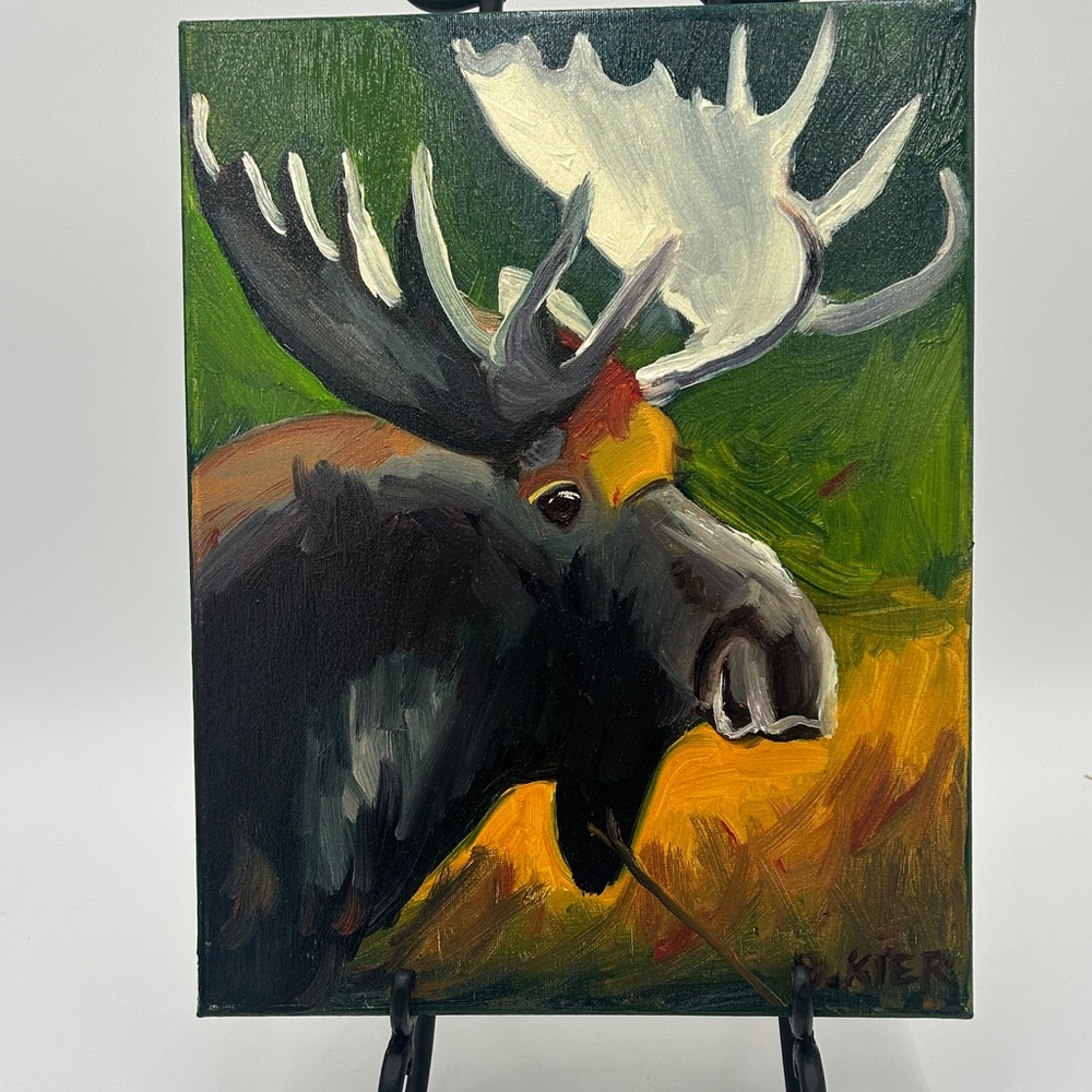 Moose original oil, painting
with Black and Green Accents by Ben Kier